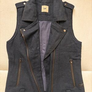 Lee Women's Navy Vest with Zipper Accents